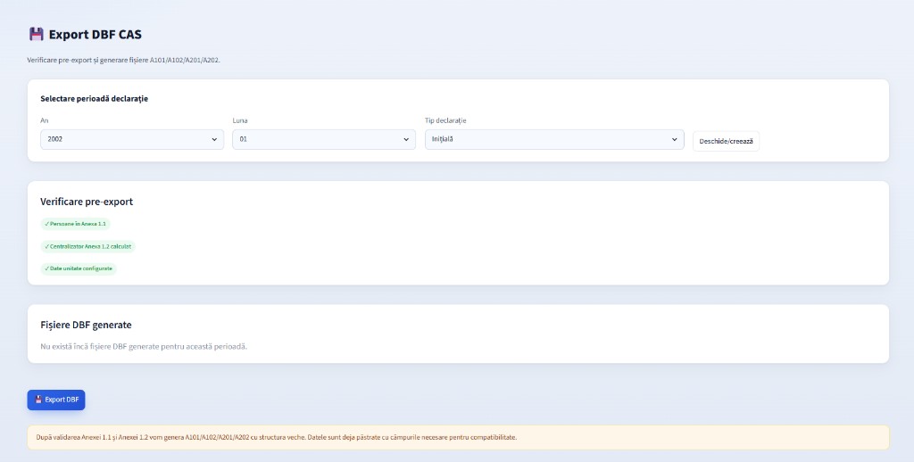 Export DBF CAS — SOCRATES Registru
